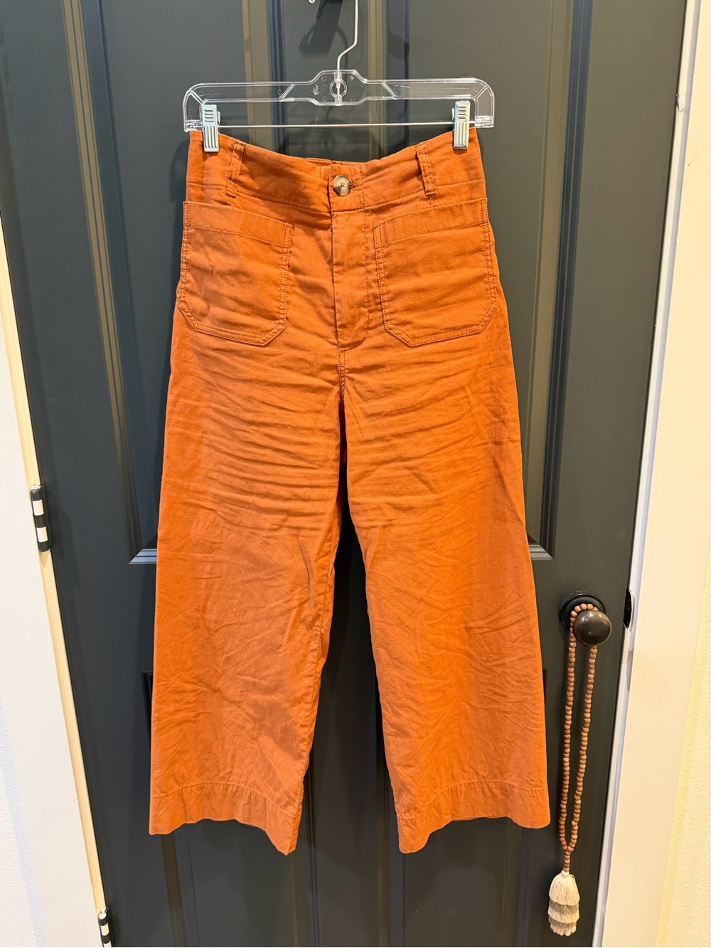 Anthropologie Maeve The Colette Pants Women’s 29 Burnt Orange Wide Leg Crop - Picture 3 of 11
